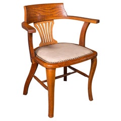 Antique Desk Elbow Chair, English, Oak, Office Seat, Drawing Room, Edwardian