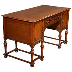 Antique Desk, English, Walnut, Writing Table, Victorian, circa 1900