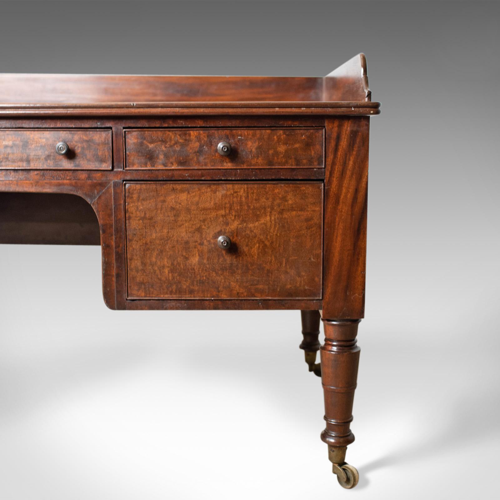 Antique Desk, Large, English, William IV, Mahogany, Kneehole, circa 1835 3