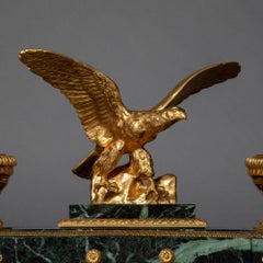 Antique Desk Stand in Marble and Gilt Bronze, Surmounted with Spread Eagle