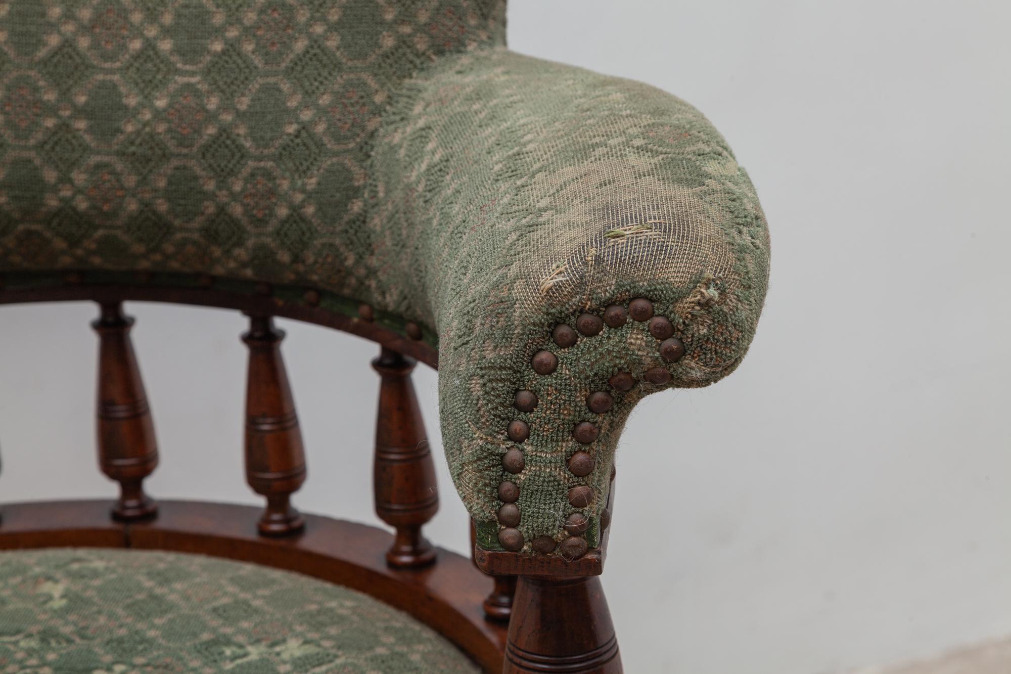 Chesterfield Antique Desk Swivel Captains Chair For Sale