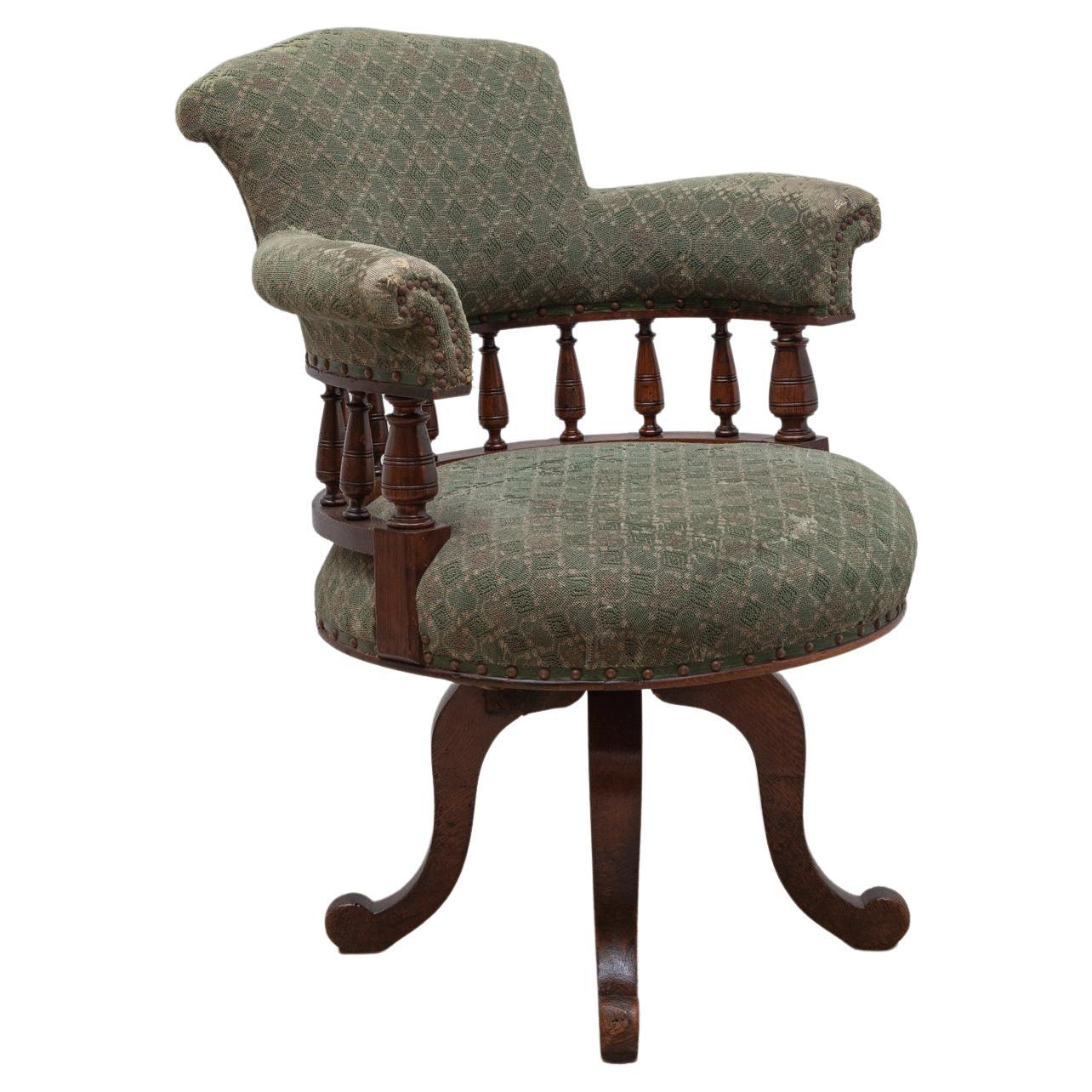 Antique Desk Swivel Captains Chair For Sale
