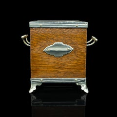 Antique Desk Tidy, English, Oak, Silver Plate, Decorative Box, Edwardian, C.1910