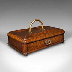 Antique Desk Tidy, English, Oak, Tabletop, Pen Tray, Document Drawer, Edwardian.