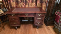 Antique Mahogany Desk, Late Victorian, Neoclassical, 7 Drawers, 1880