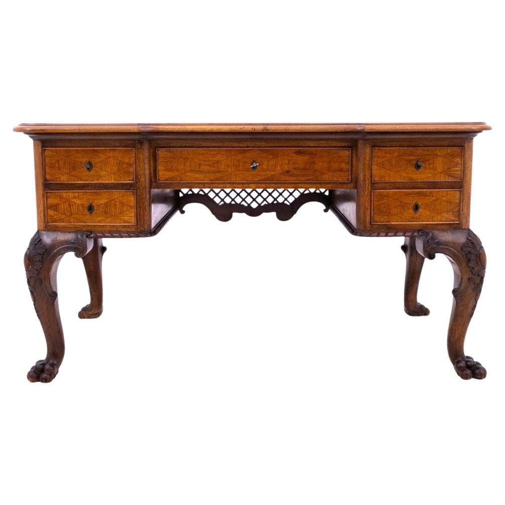 Antique desk with lion
s paws, France, mid-19th century. After renovation. For Sale