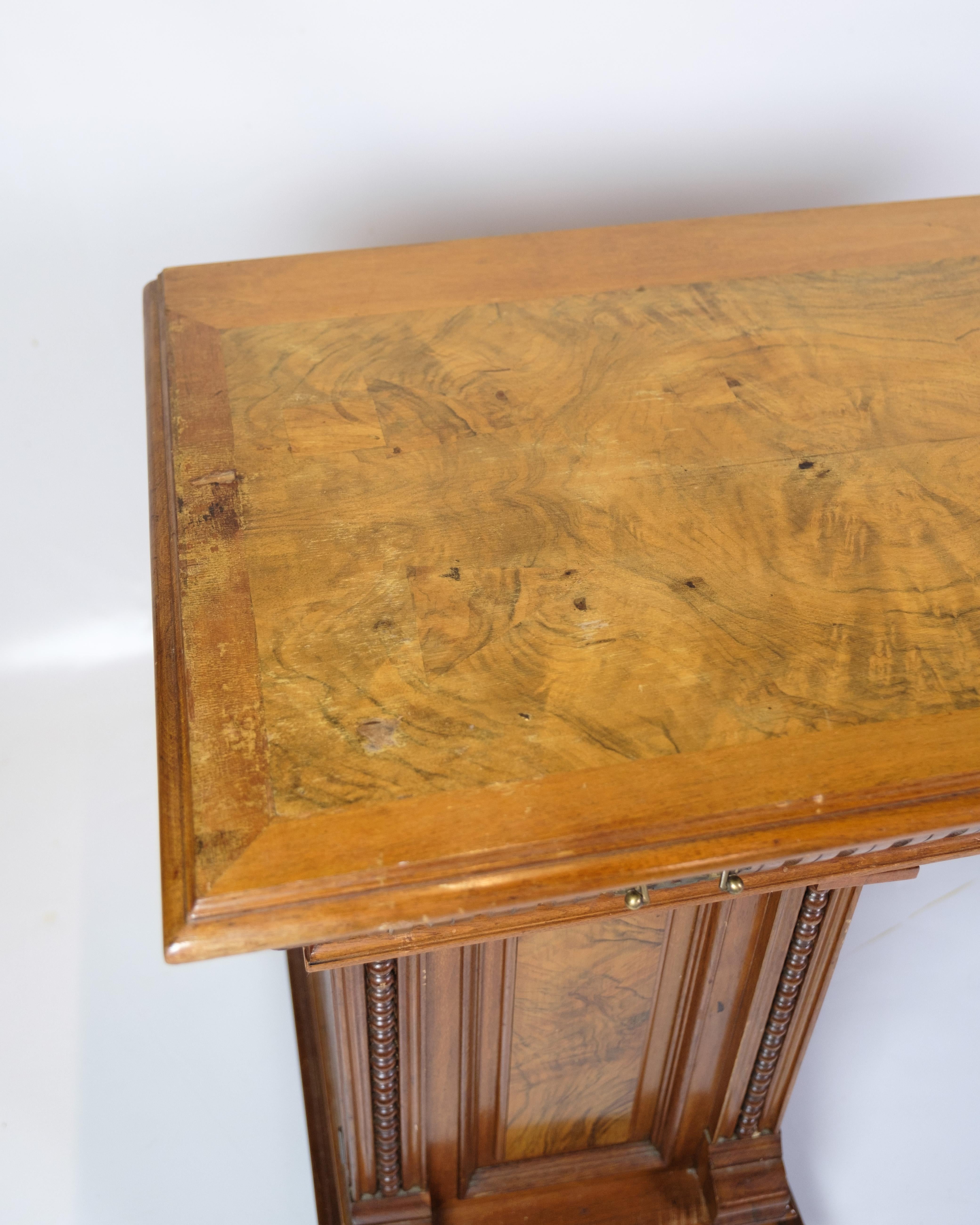 Mid-Century Modern Antique Desk With Small Cabinet Made In Walnut From 1860s For Sale