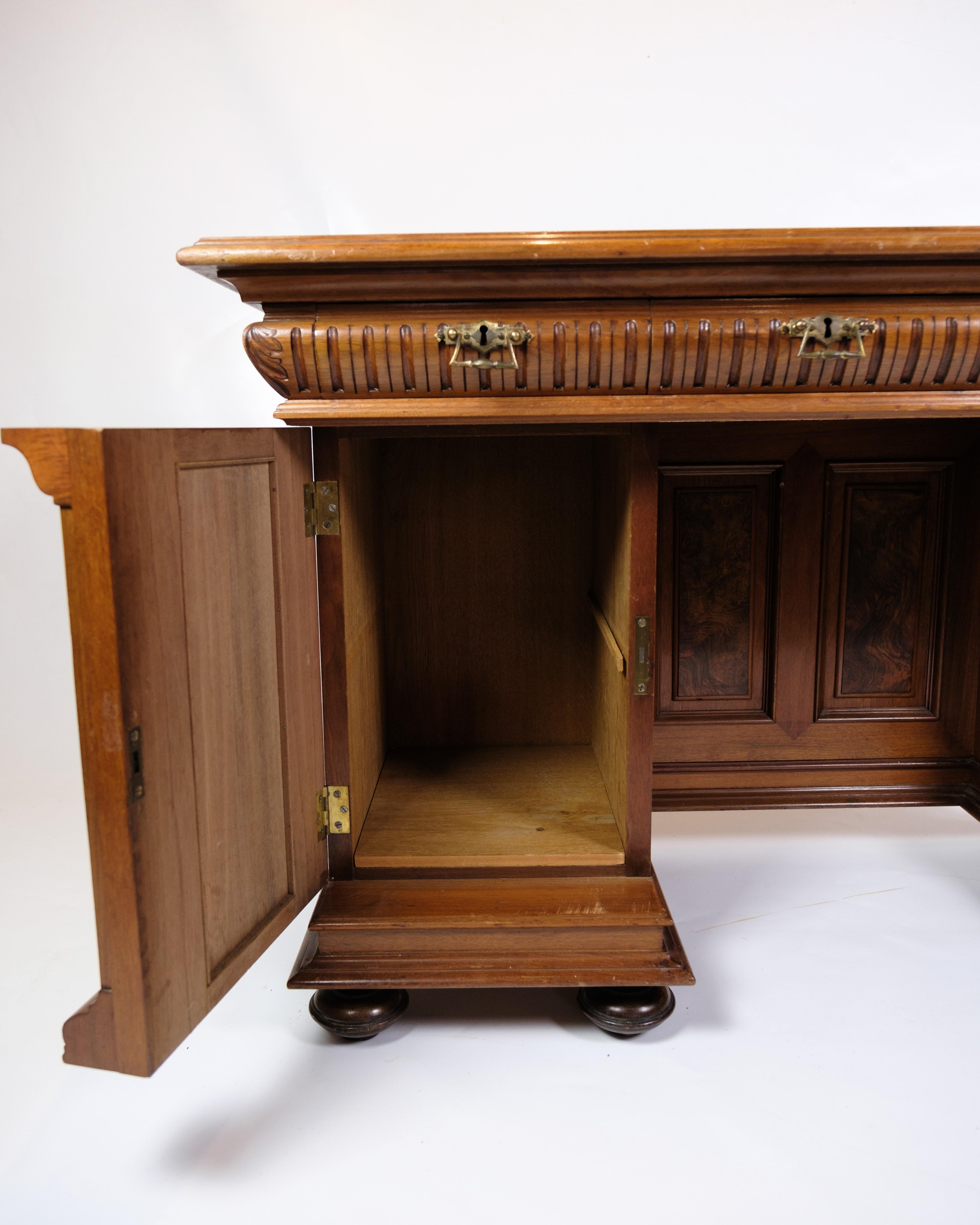 Mid-19th Century Antique Desk With Small Cabinet Made In Walnut From 1860s For Sale