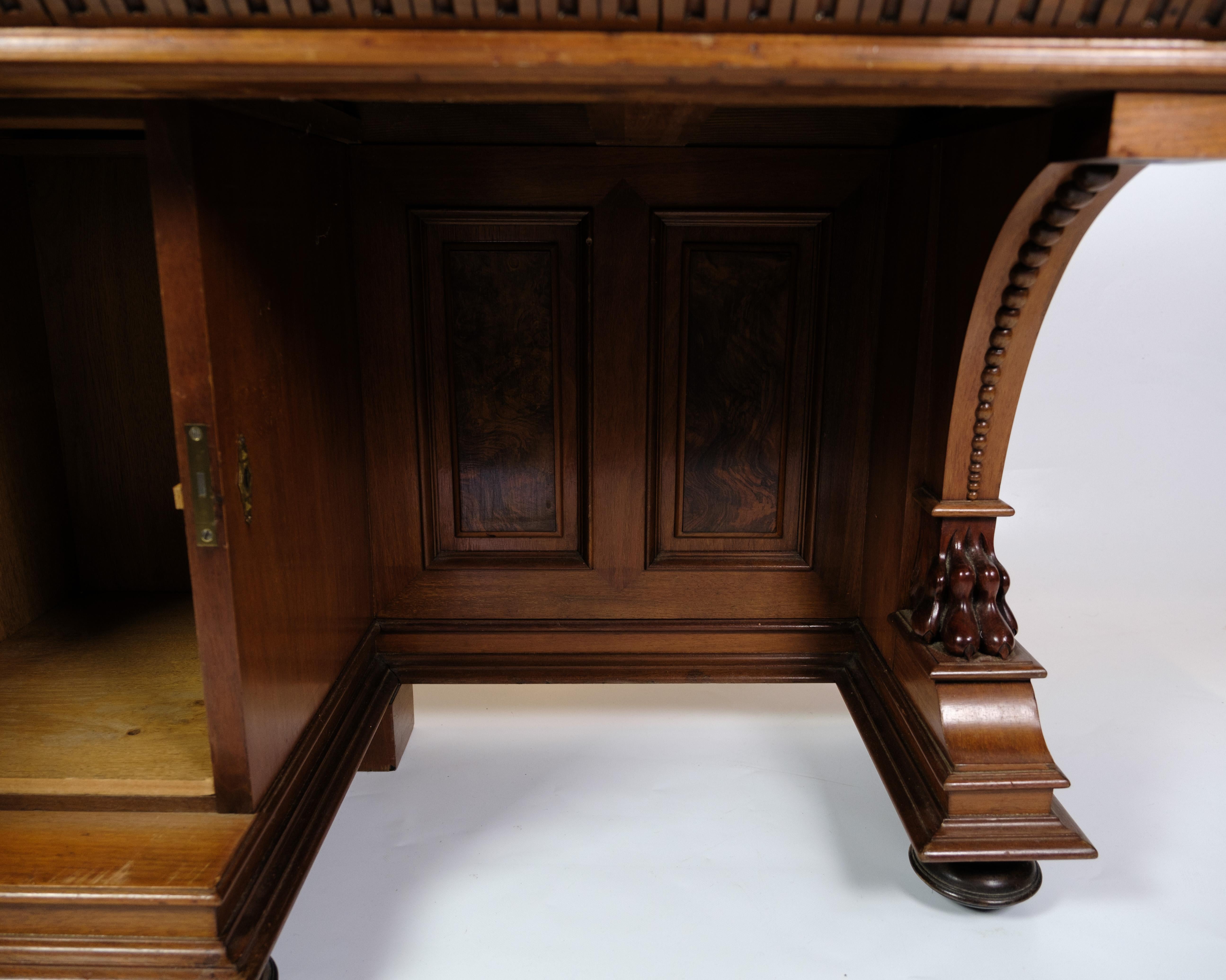 Antique Desk With Small Cabinet Made In Walnut From 1860s For Sale 1