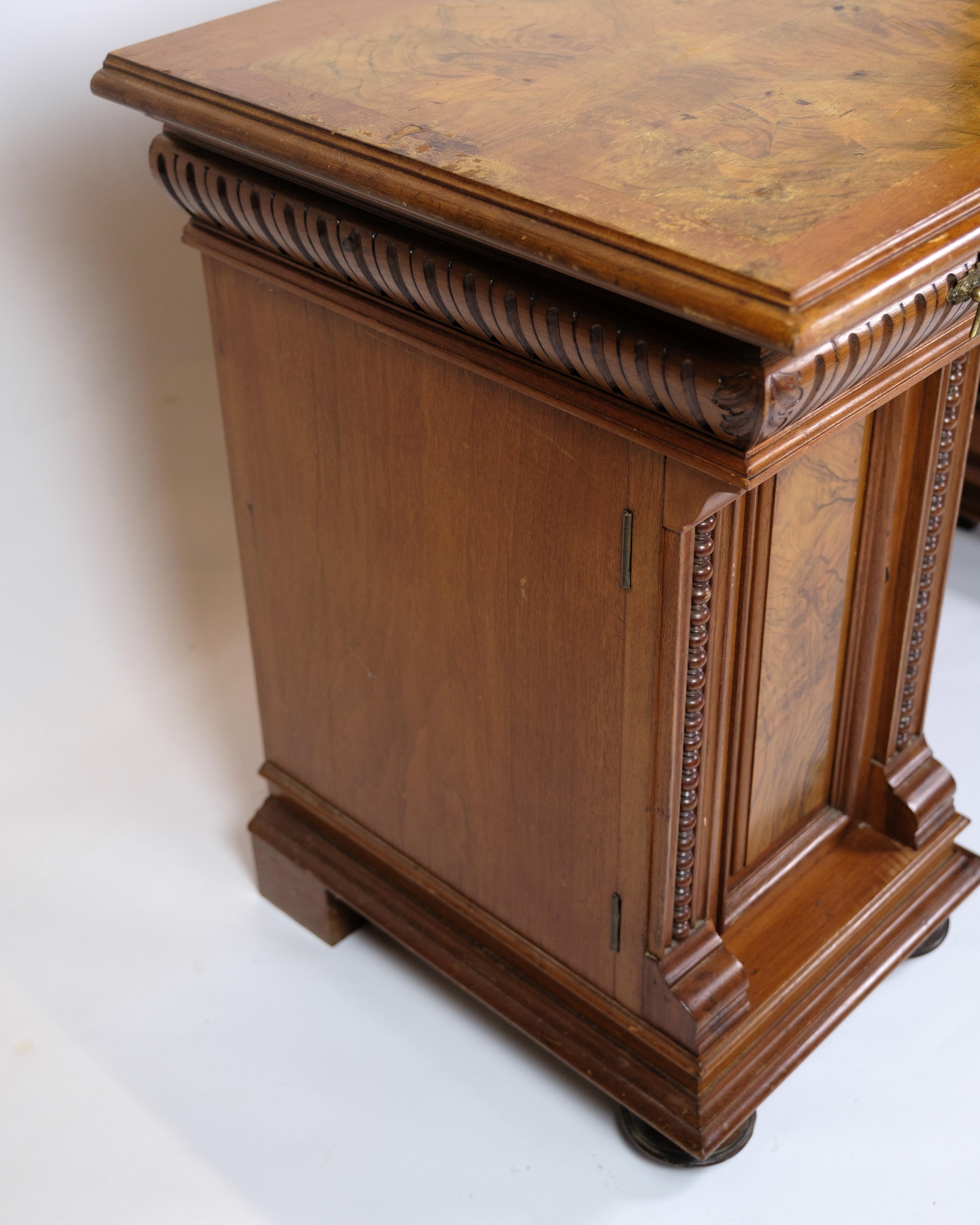 Antique Desk With Small Cabinet Made In Walnut From 1860s For Sale 2