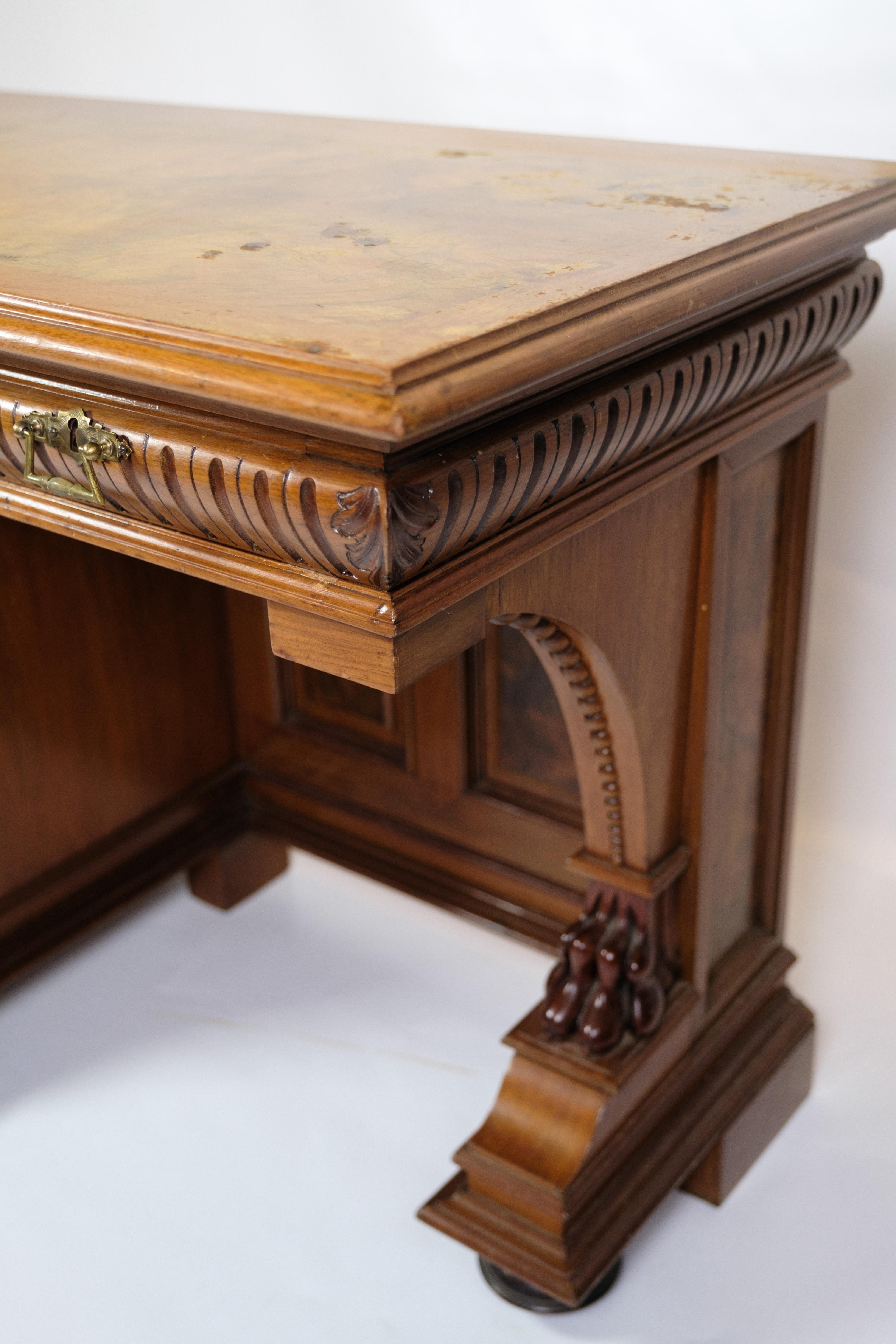 Antique Desk With Small Cabinet Made In Walnut From 1860s For Sale 3