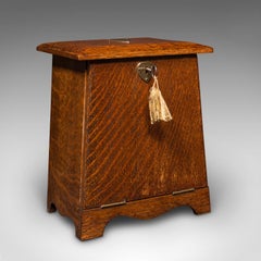 Antique Desktop Stationery Box, English, Oak, Arts & Crafts, Victorian, C.1890
