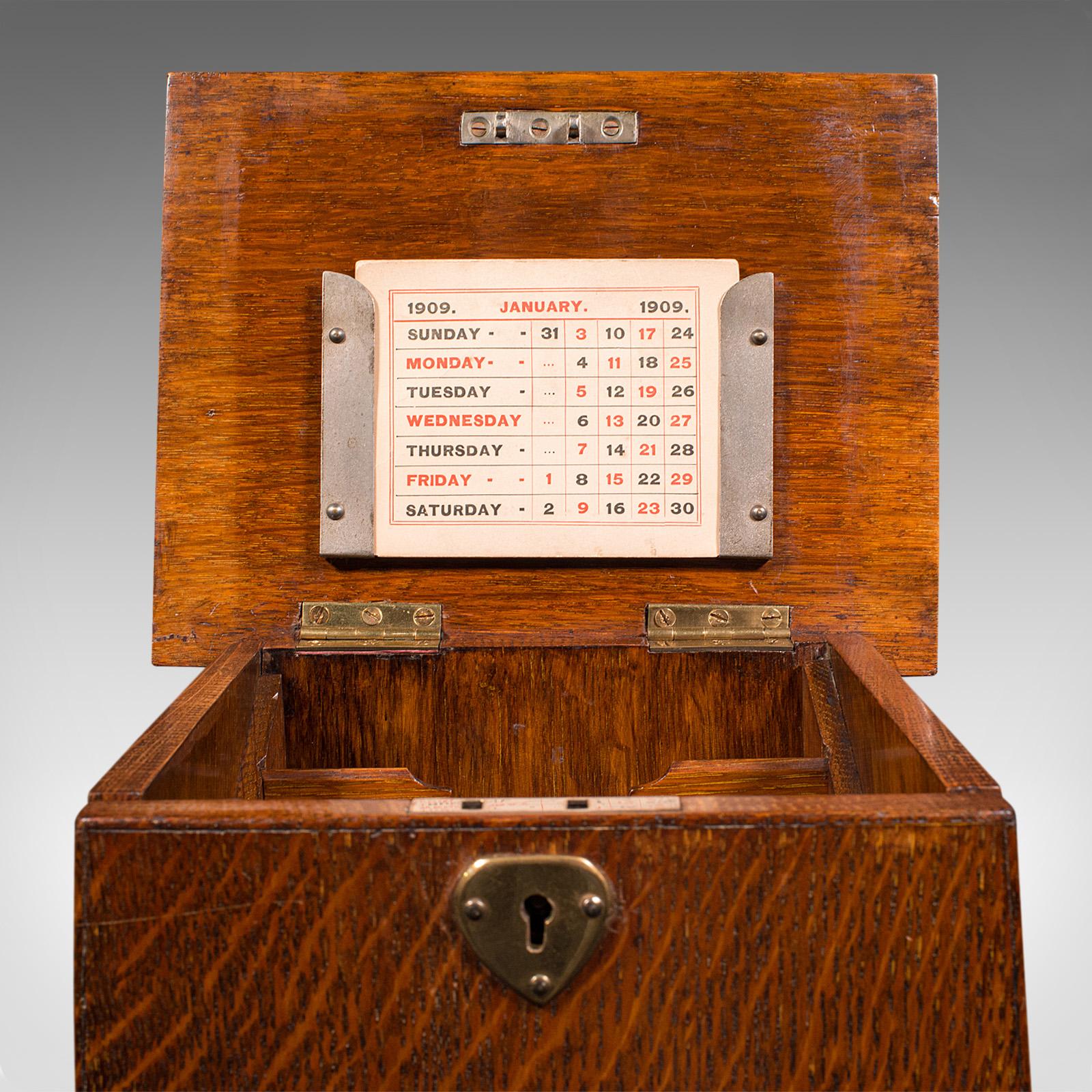 Caja de escritorio antigua, Inglesa, Roble, Arts & Crafts, Victoriana, C.1890 en venta 2