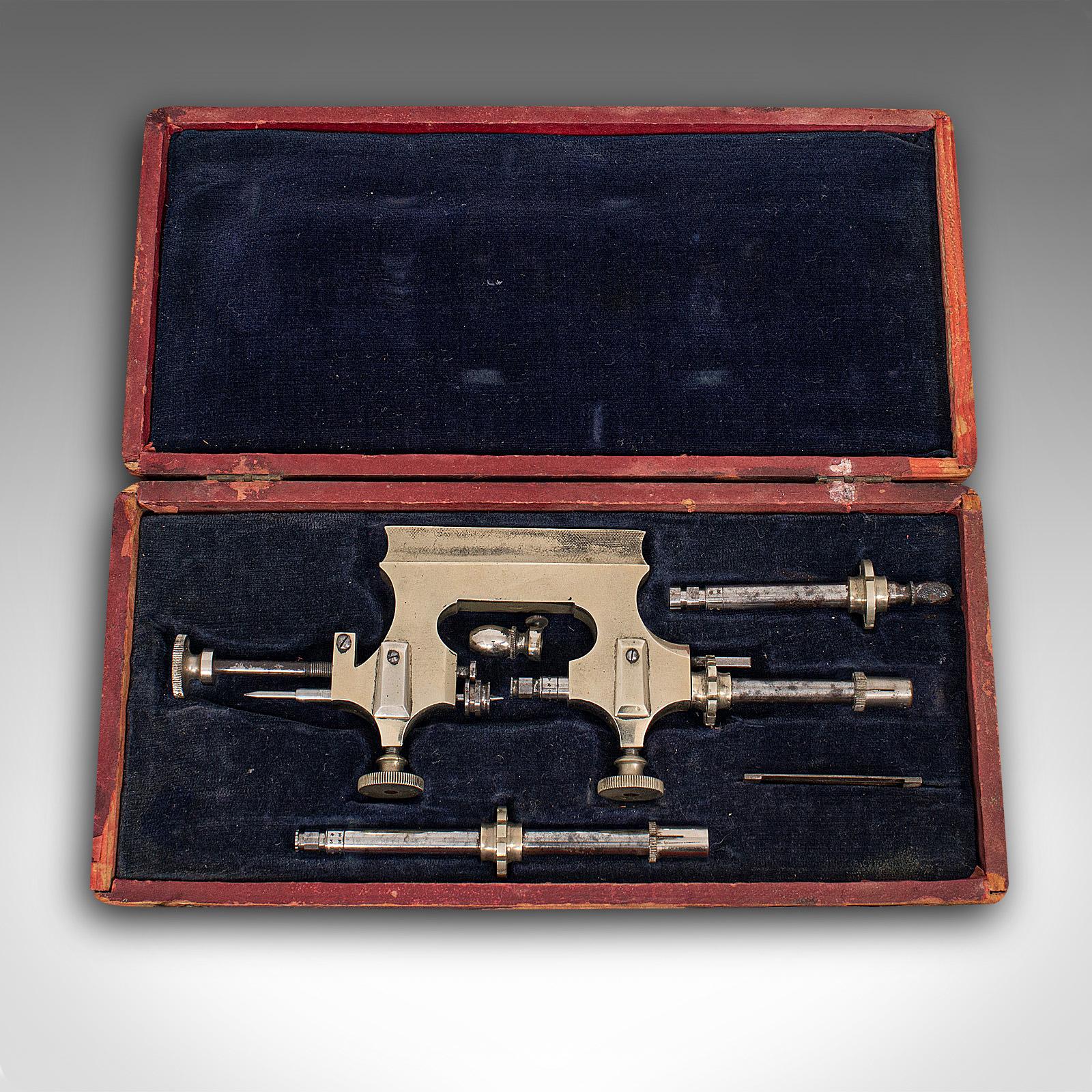 Antique Desktop Watchmaker's Lathe, Swiss, Brass, Jacot, Craftsman's Tool, 1920 1