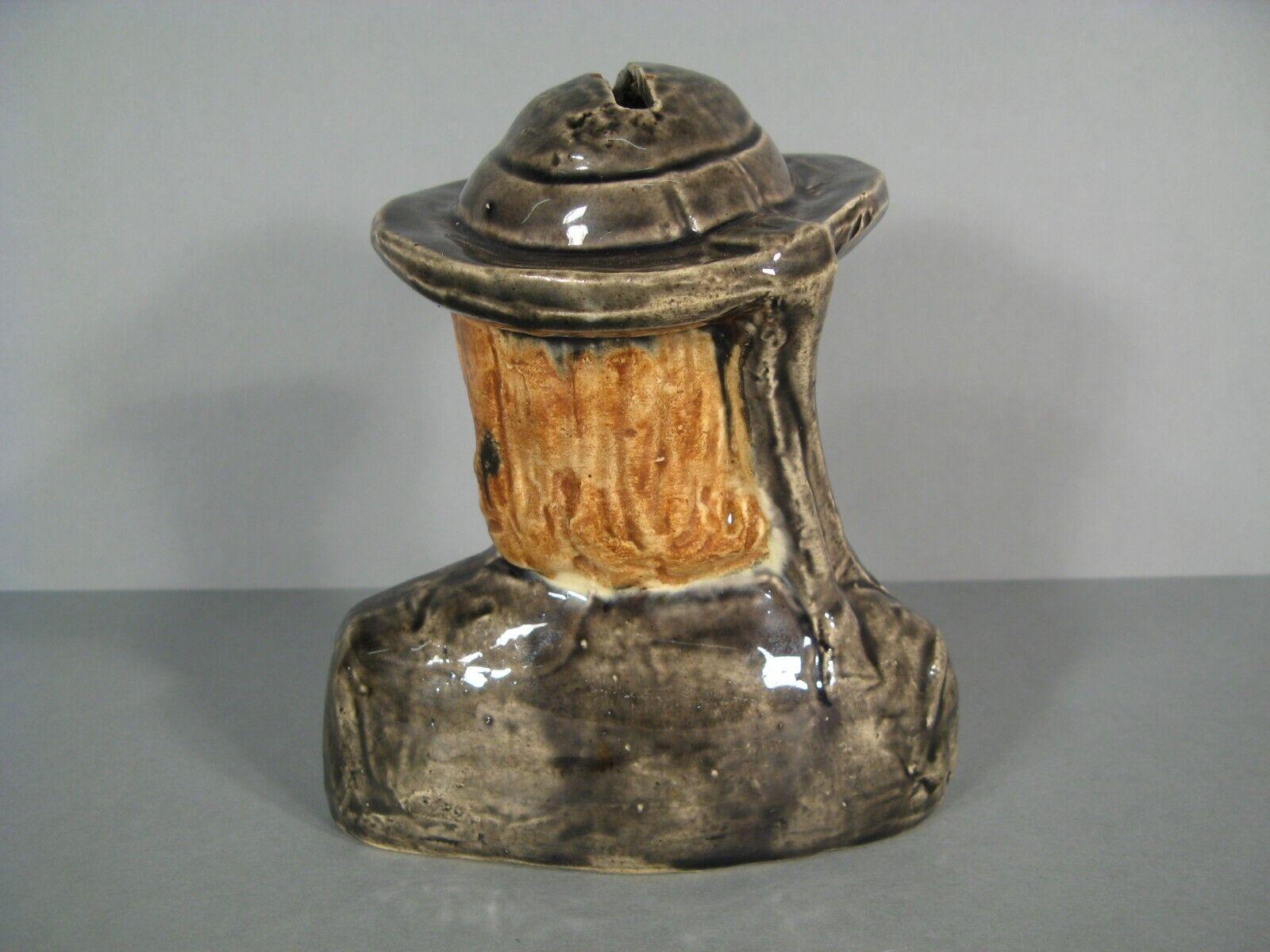 Antique Desvres Faïence Piggy Bank Bust of Breton by Francis Masse - 1Y171 In Good Condition In Bordeaux, FR