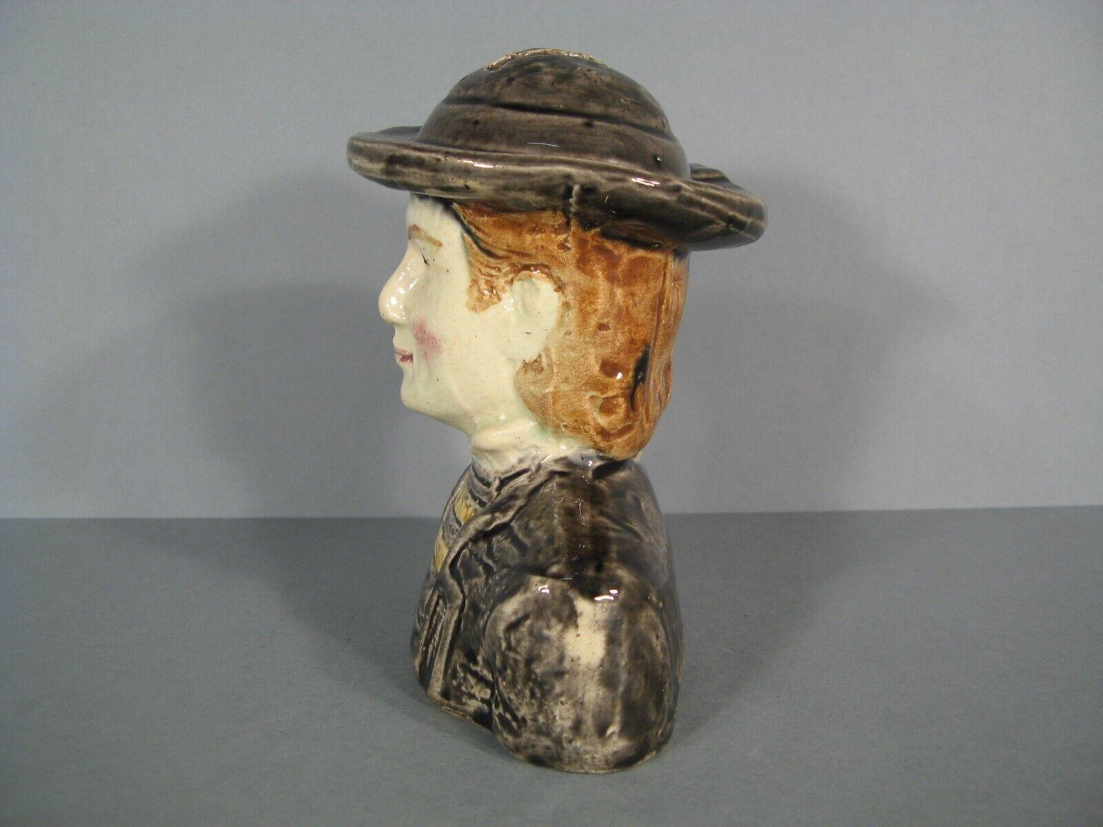 Faience Antique Desvres Faïence Piggy Bank Bust of Breton by Francis Masse - 1Y171