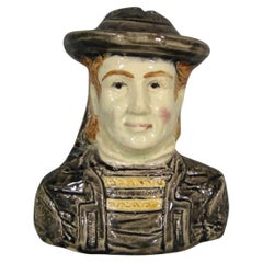 Antique Desvres Faïence Piggy Bank Bust of Breton by Francis Masse - 1Y171