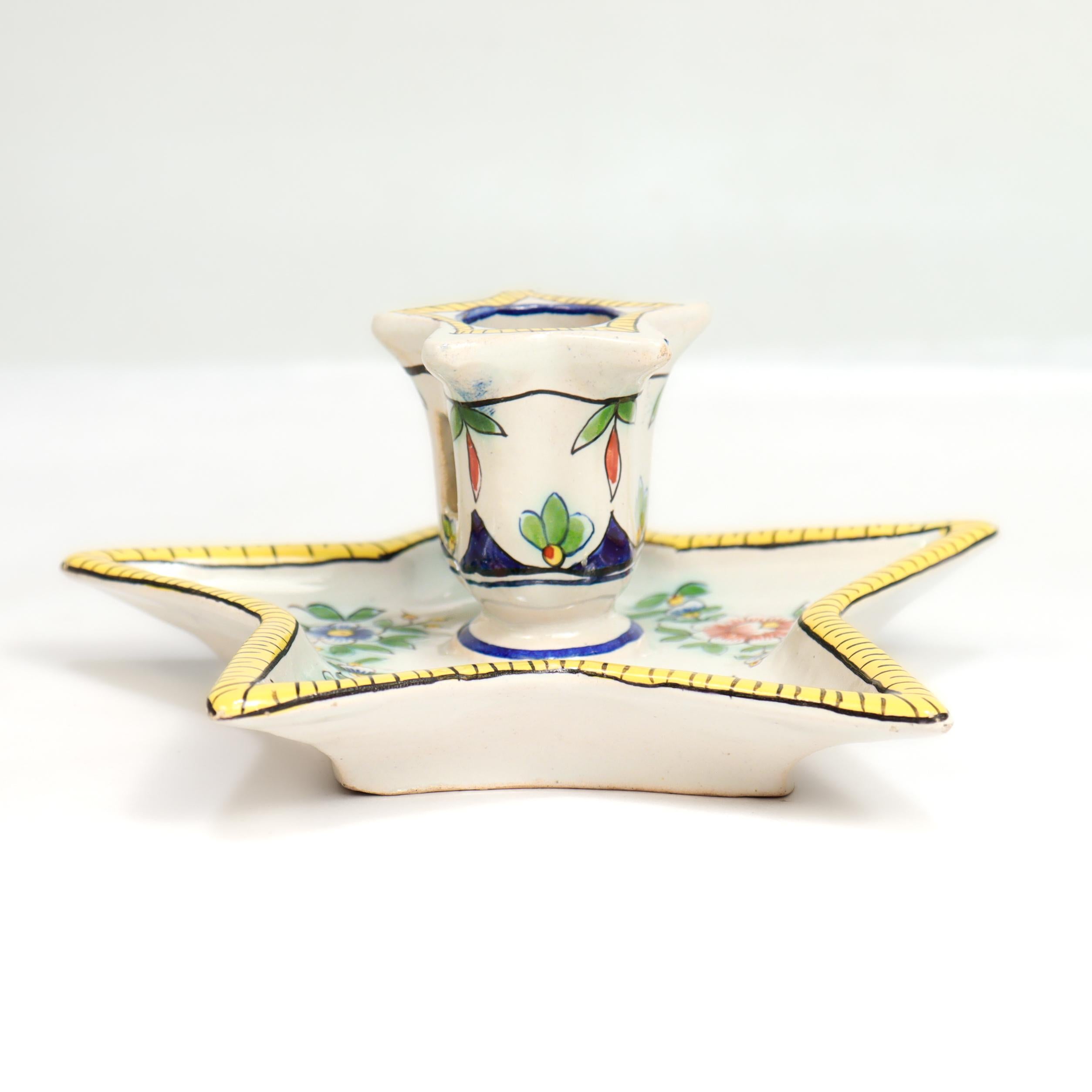 Antique Desvres Faïence Pottery Chamberstick by Charles Fourmaintraux-Courquin For Sale 6