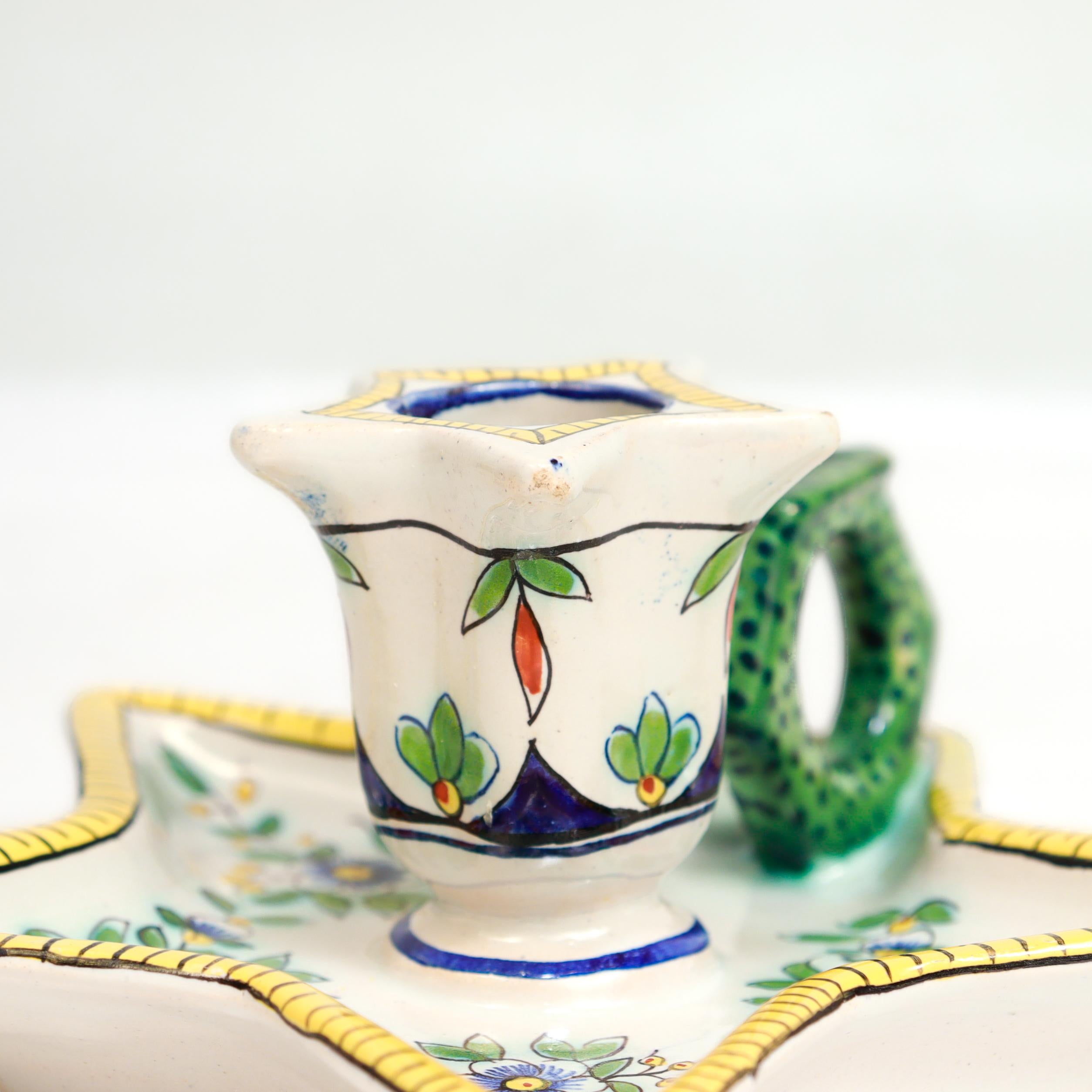 Antique Desvres Faïence Pottery Chamberstick by Charles Fourmaintraux-Courquin For Sale 10