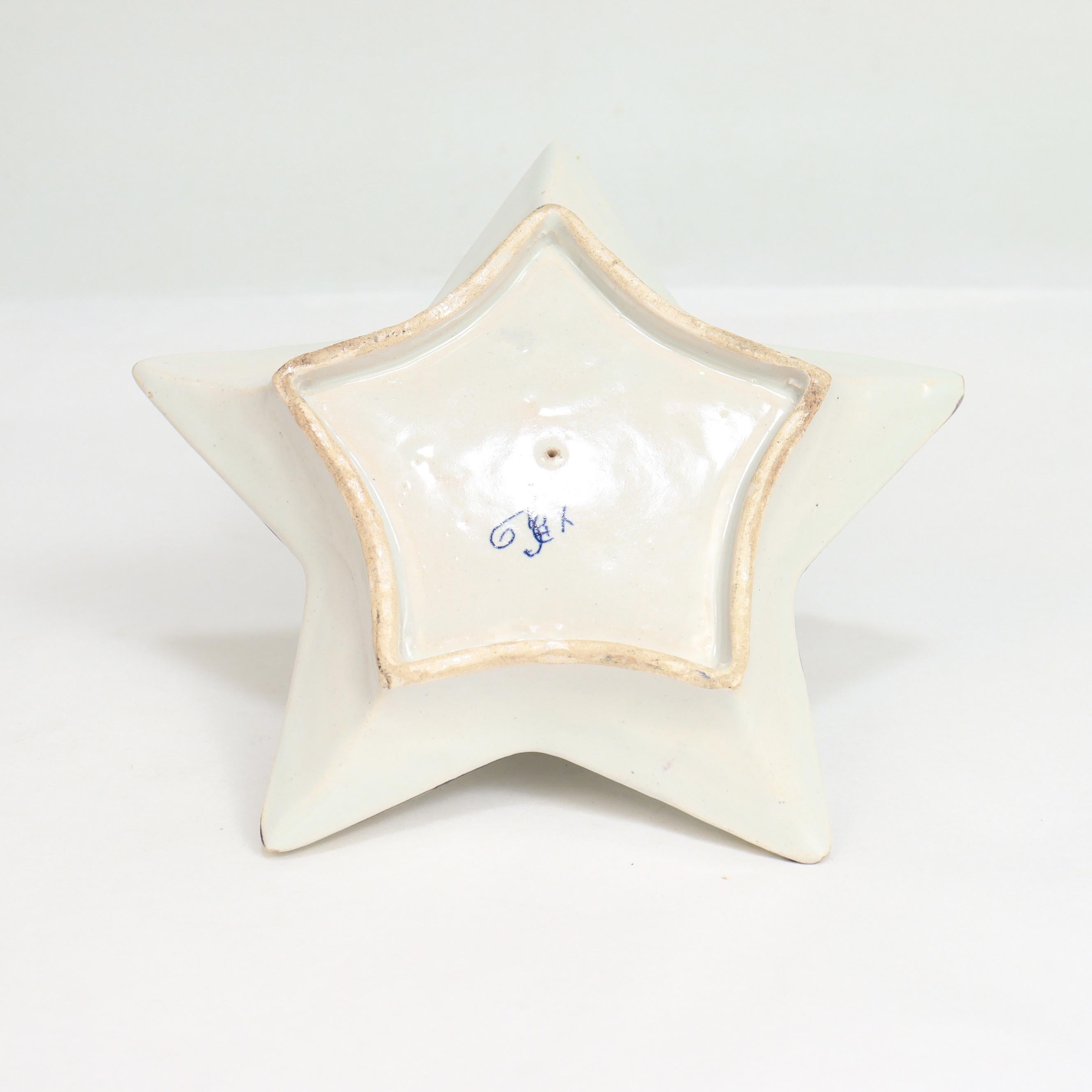 Faience Antique Desvres Faïence Pottery Chamberstick by Charles Fourmaintraux-Courquin For Sale