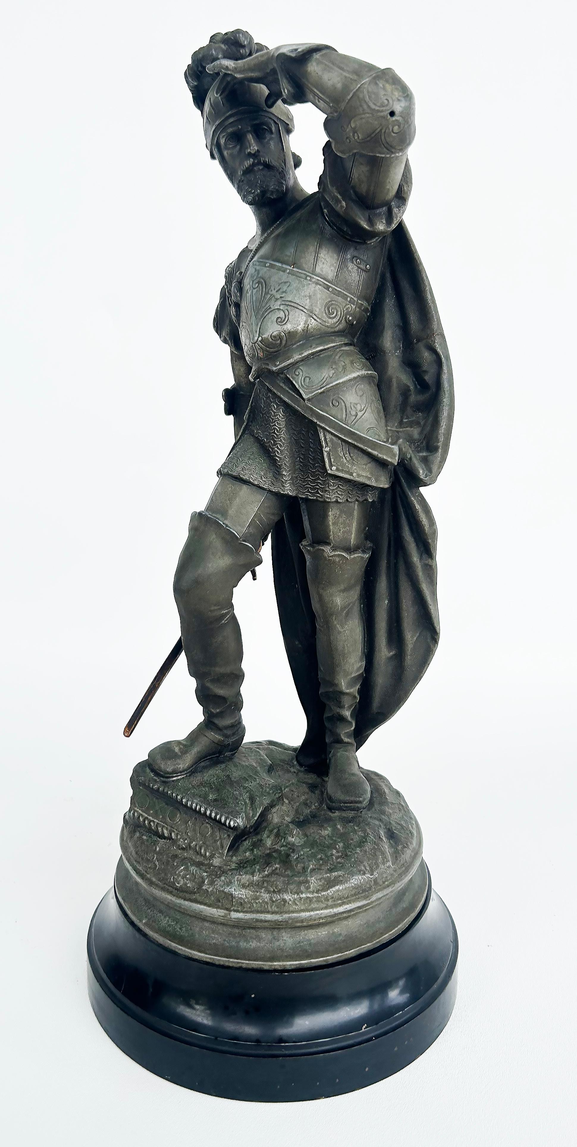 Antique Detailed Spelter Statues of Spanish Conquistadors, Pair 4