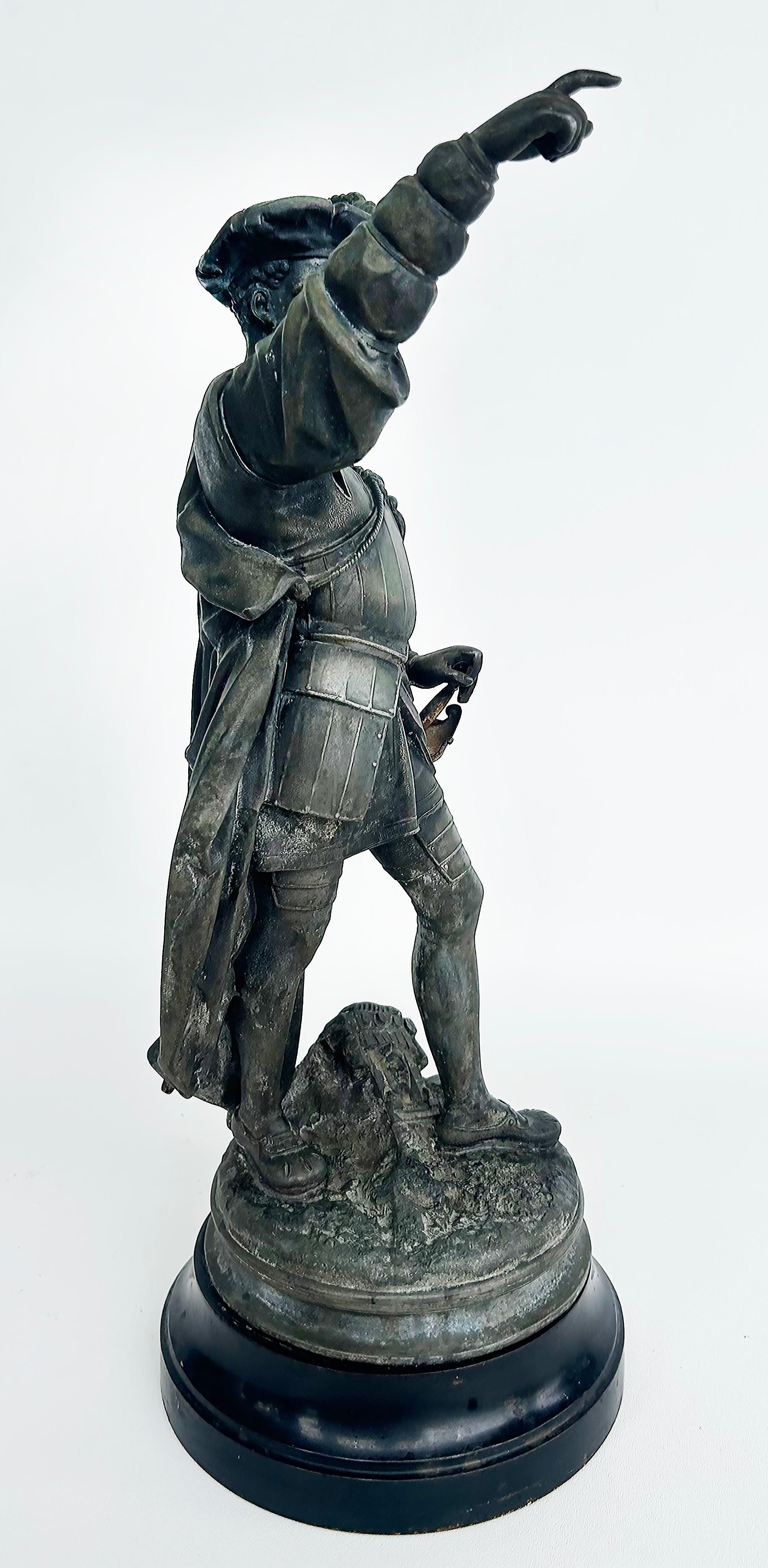 Antique Detailed Spelter Statues of Spanish Conquistadors, Pair 6