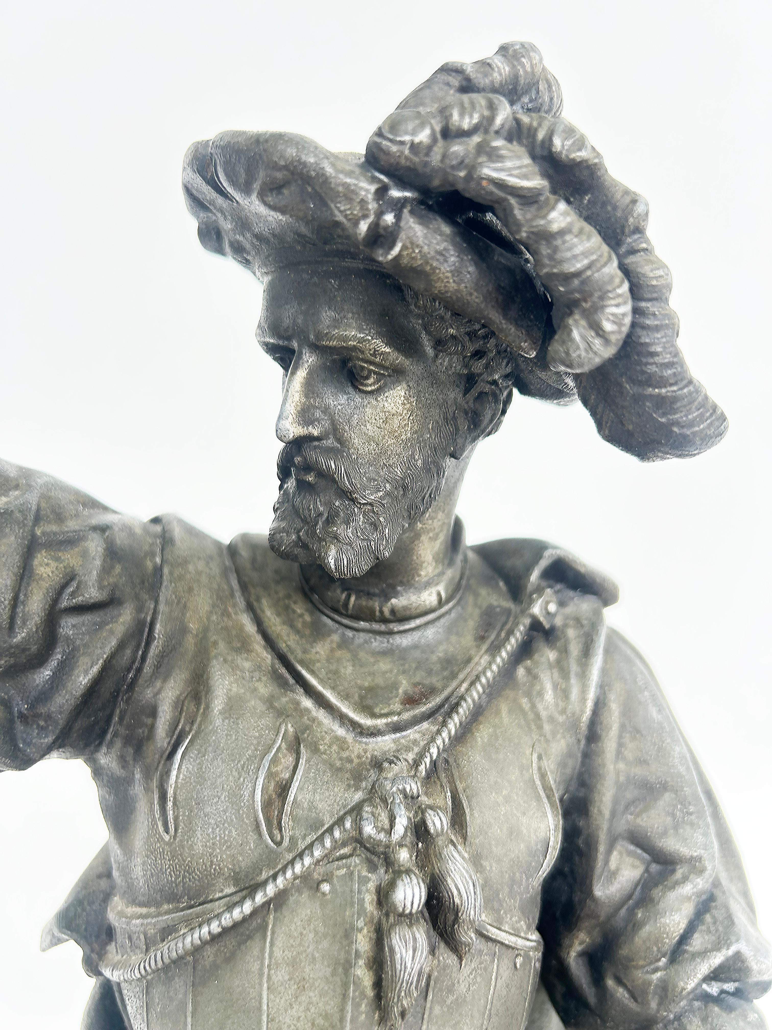 Antique Detailed Spelter Statues of Spanish Conquistadors, Pair 9