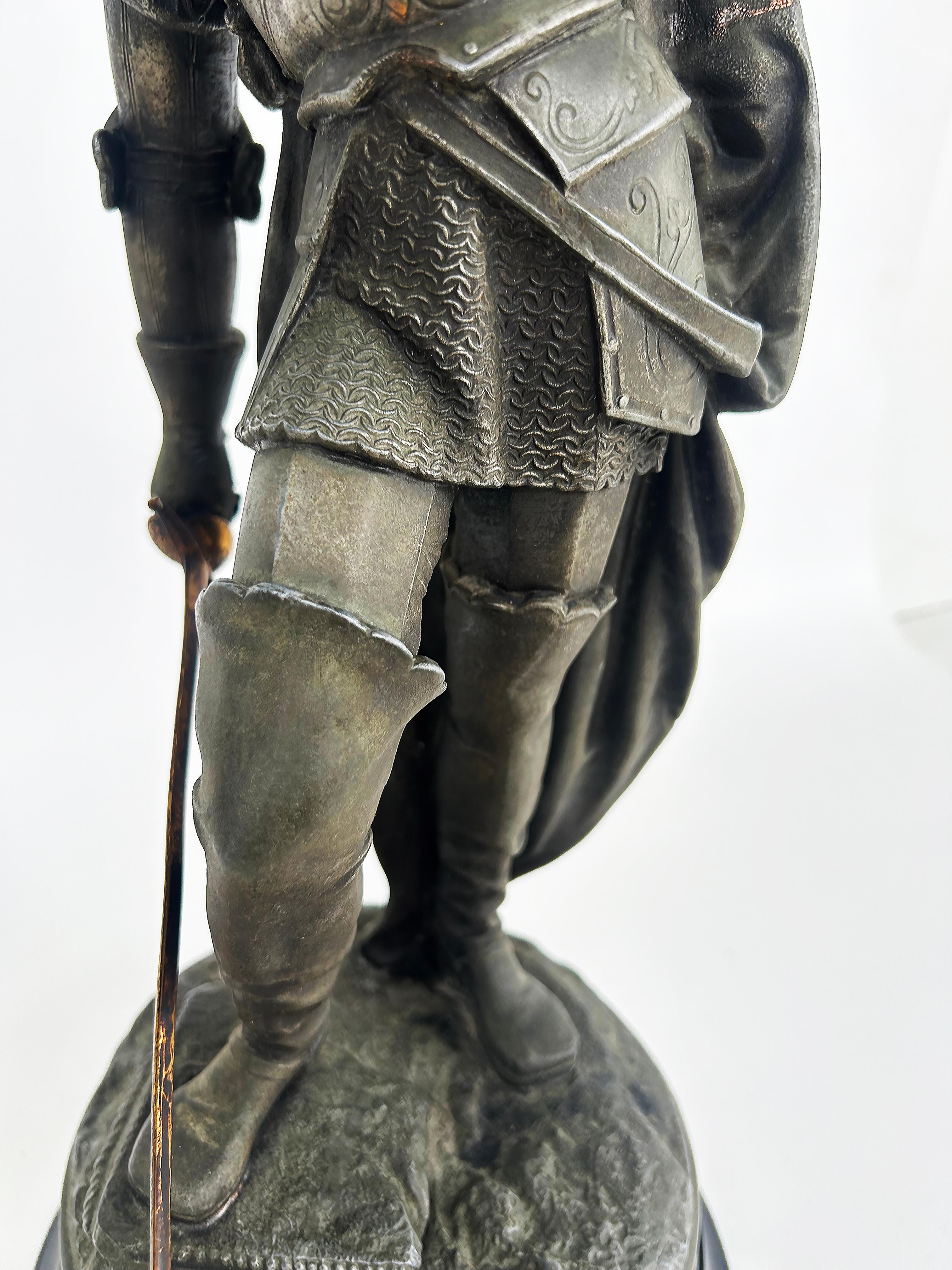 Antique Detailed Spelter Statues of Spanish Conquistadors, Pair 10