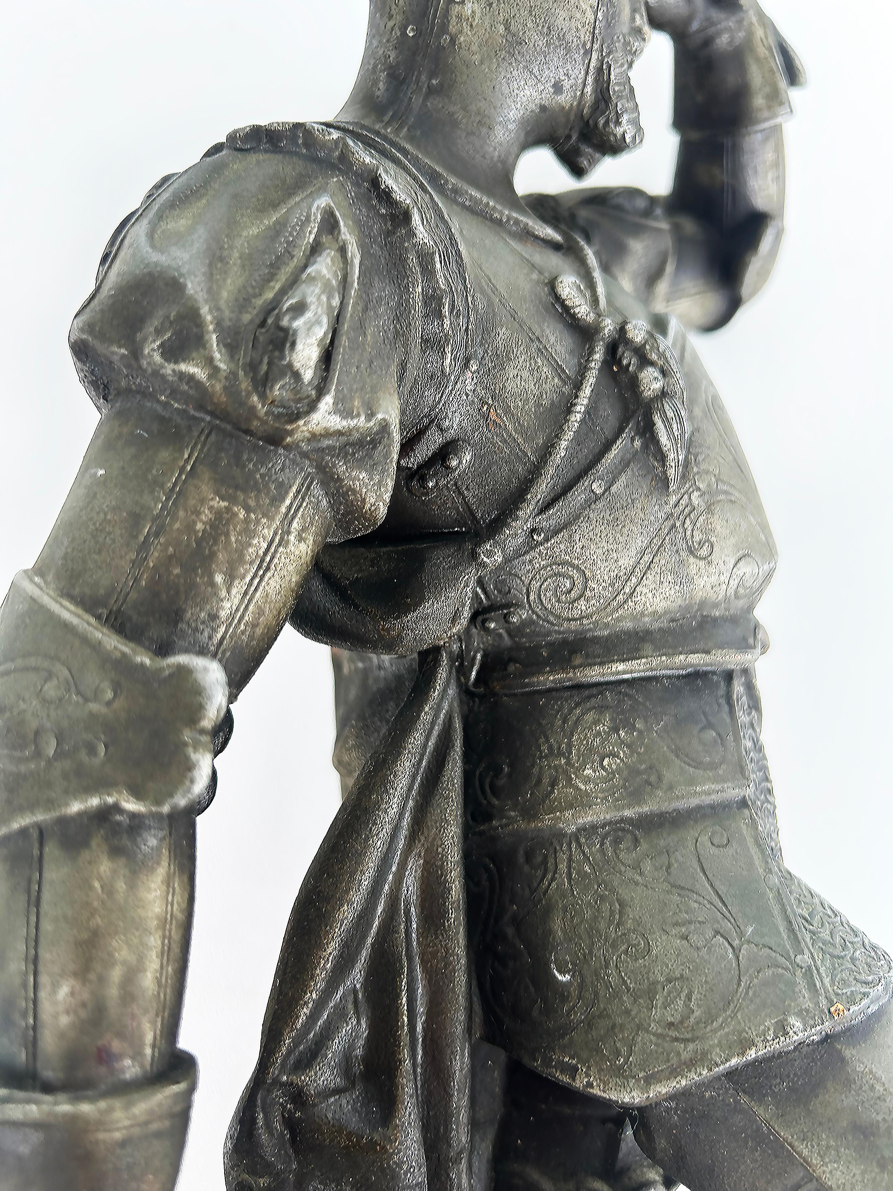 Antique Detailed Spelter Statues of Spanish Conquistadors, Pair 11