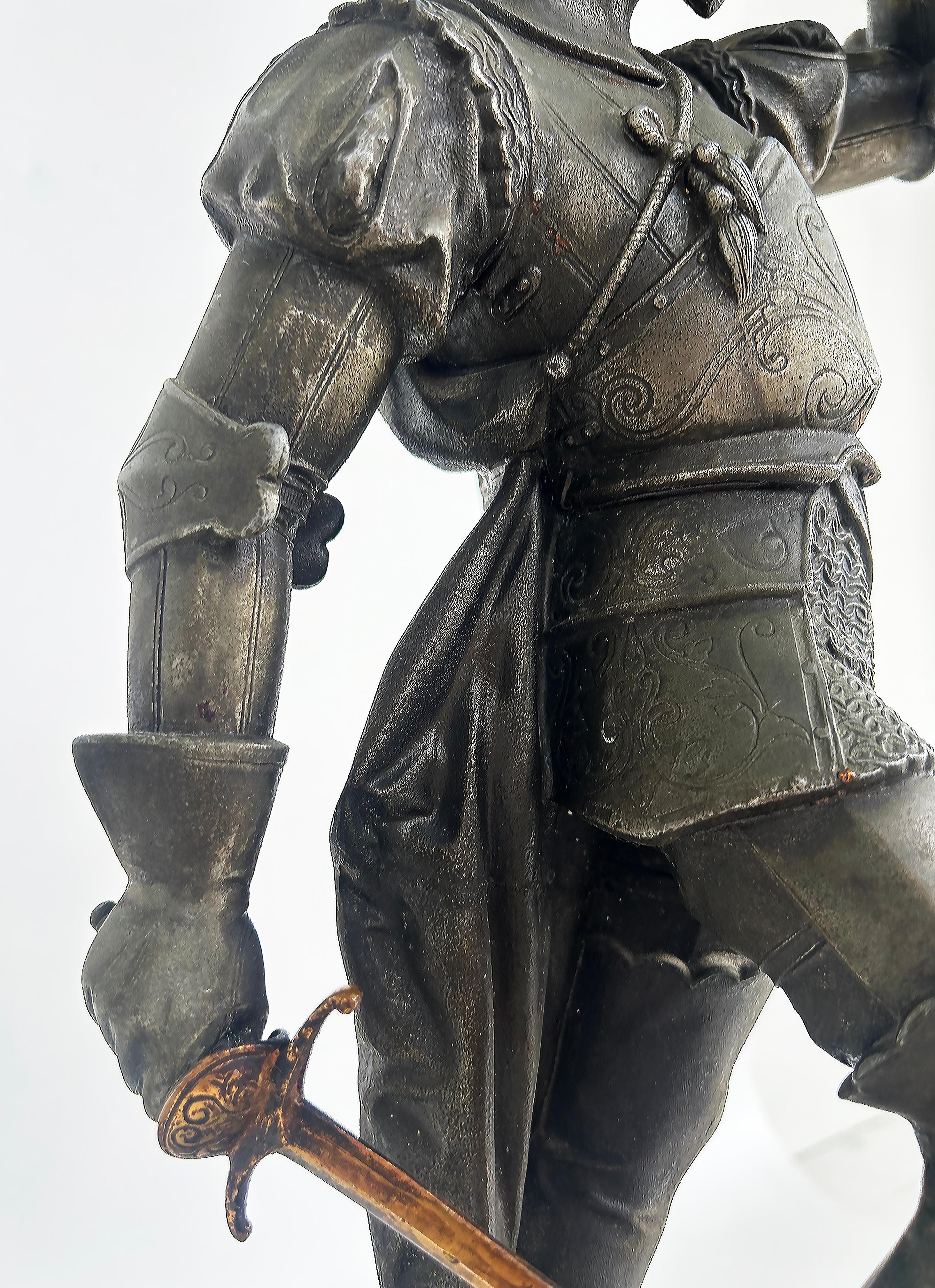 Antique Detailed Spelter Statues of Spanish Conquistadors, Pair 13