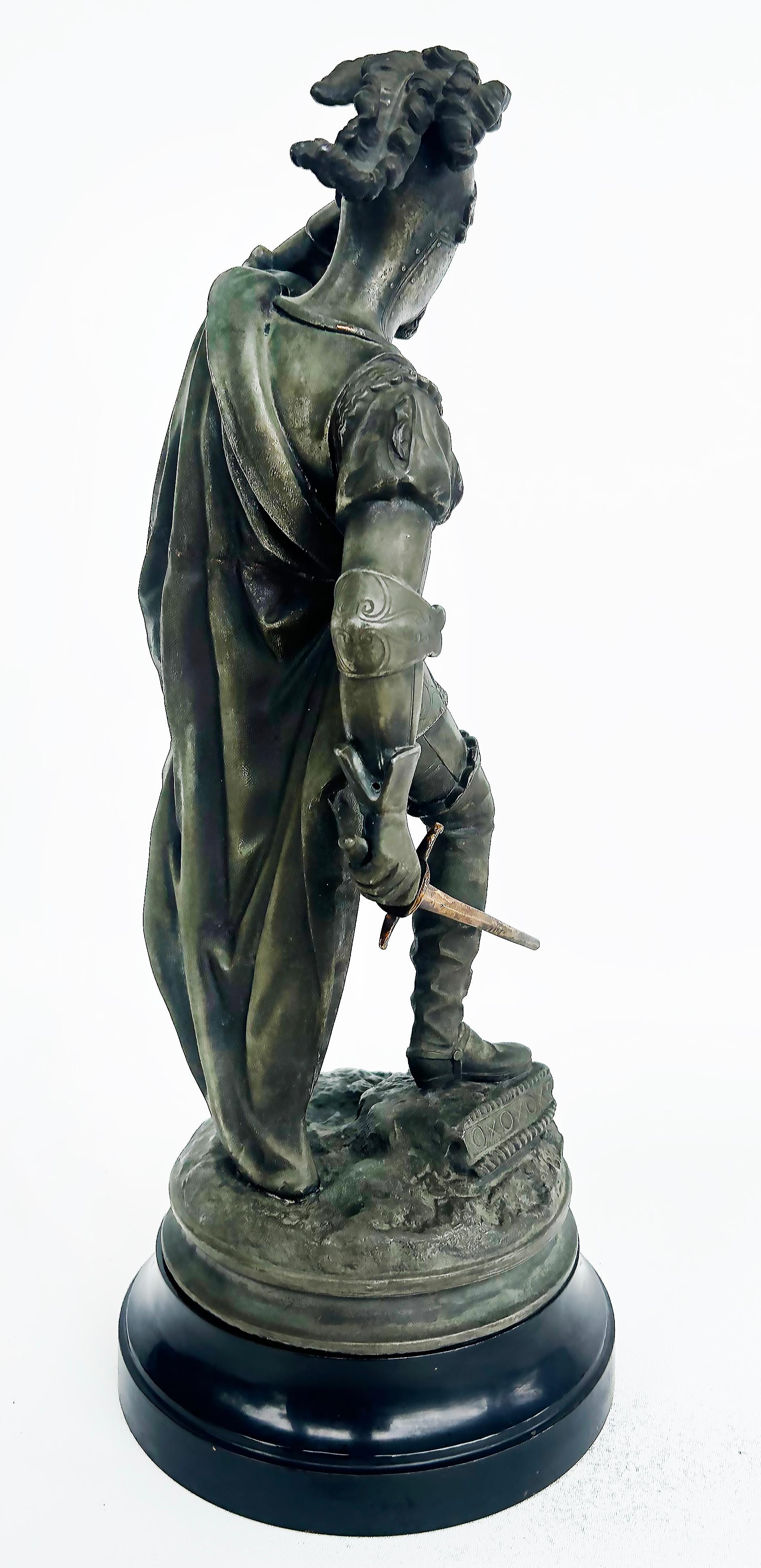 Antique Detailed Spelter Statues of Spanish Conquistadors, Pair 1
