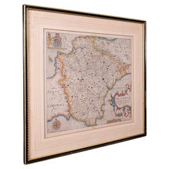 Antike Karte der Grafschaft Devon, Englisch, gerahmt 17. Jahrhundert Atlas Kartographie, C.1650