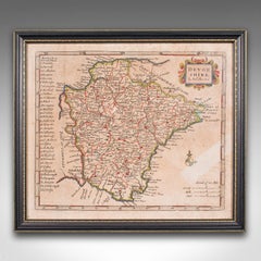 Antique Devonshire Map, English Framed Robert Morden Devon Cartography, Georgian