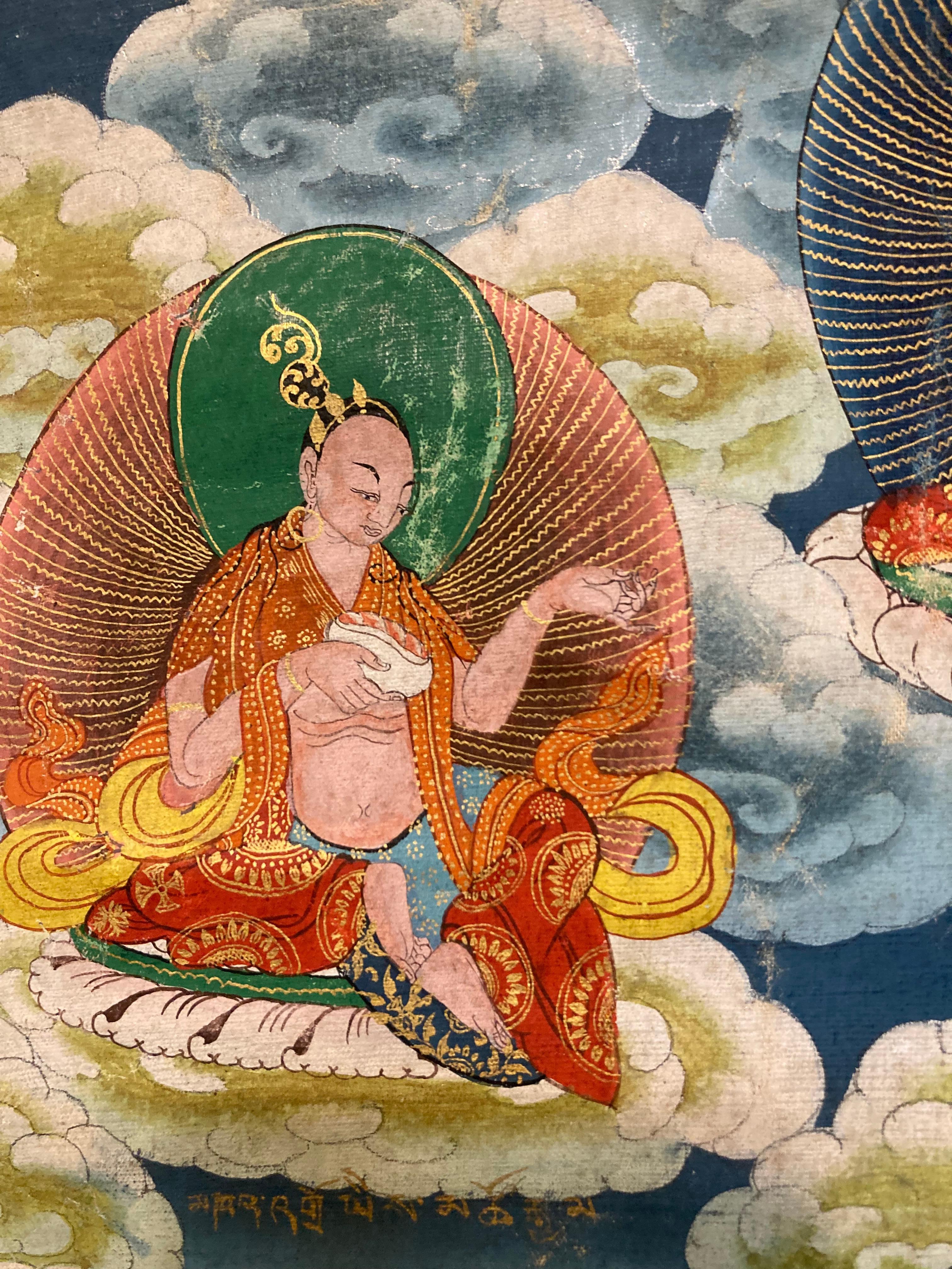Hand-Painted Antique Dharma Protector Dharmapala Thangka Tapestry, 1920s For Sale