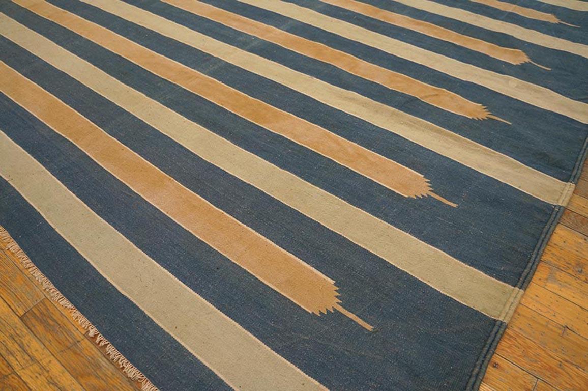 Hand-Woven 1930s Indian Cotton Dhurrie Carpet ( 13' 3