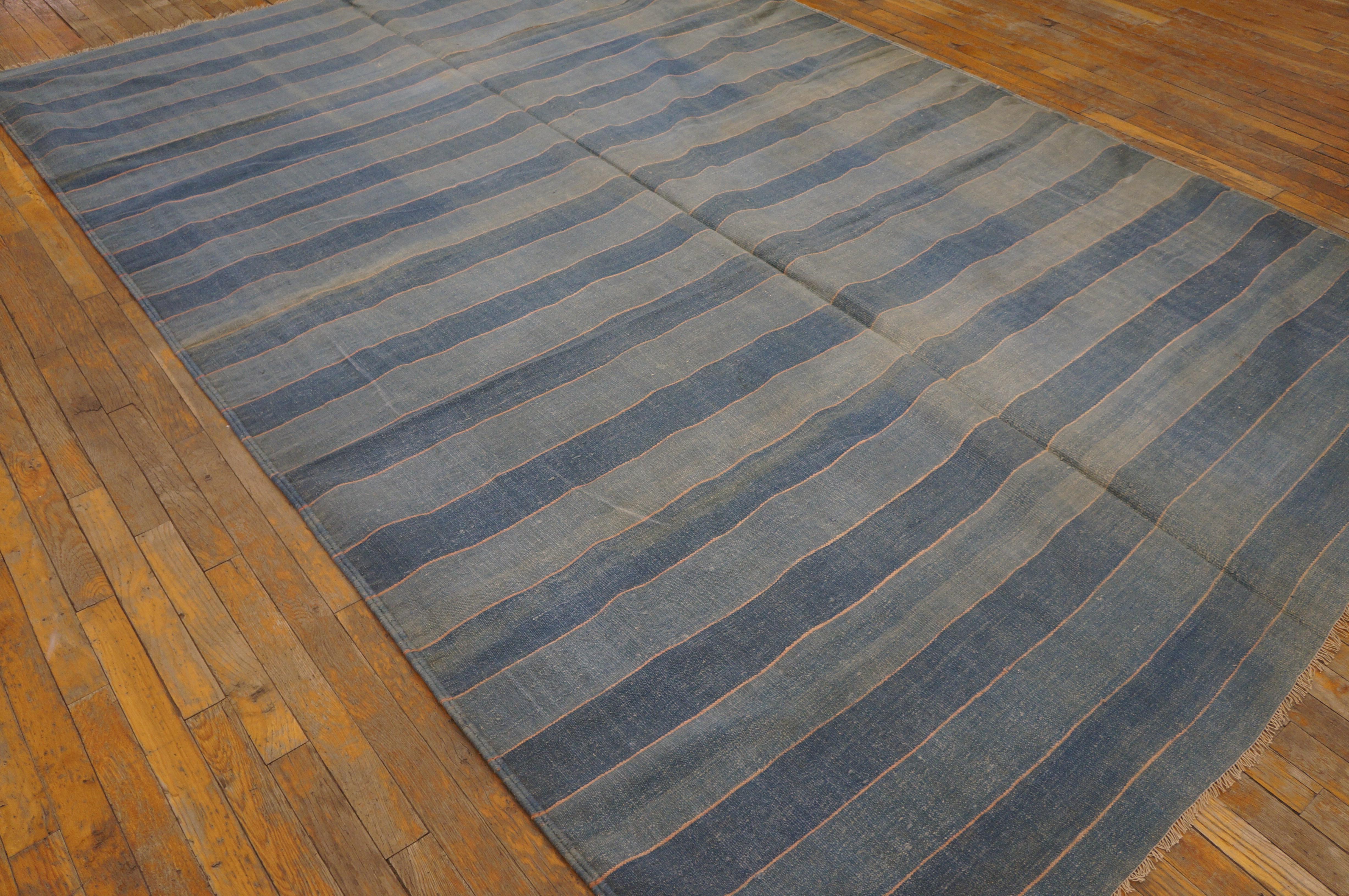 Alfombra Dhurrie de algodón indio de principios del siglo XX ( 7'2