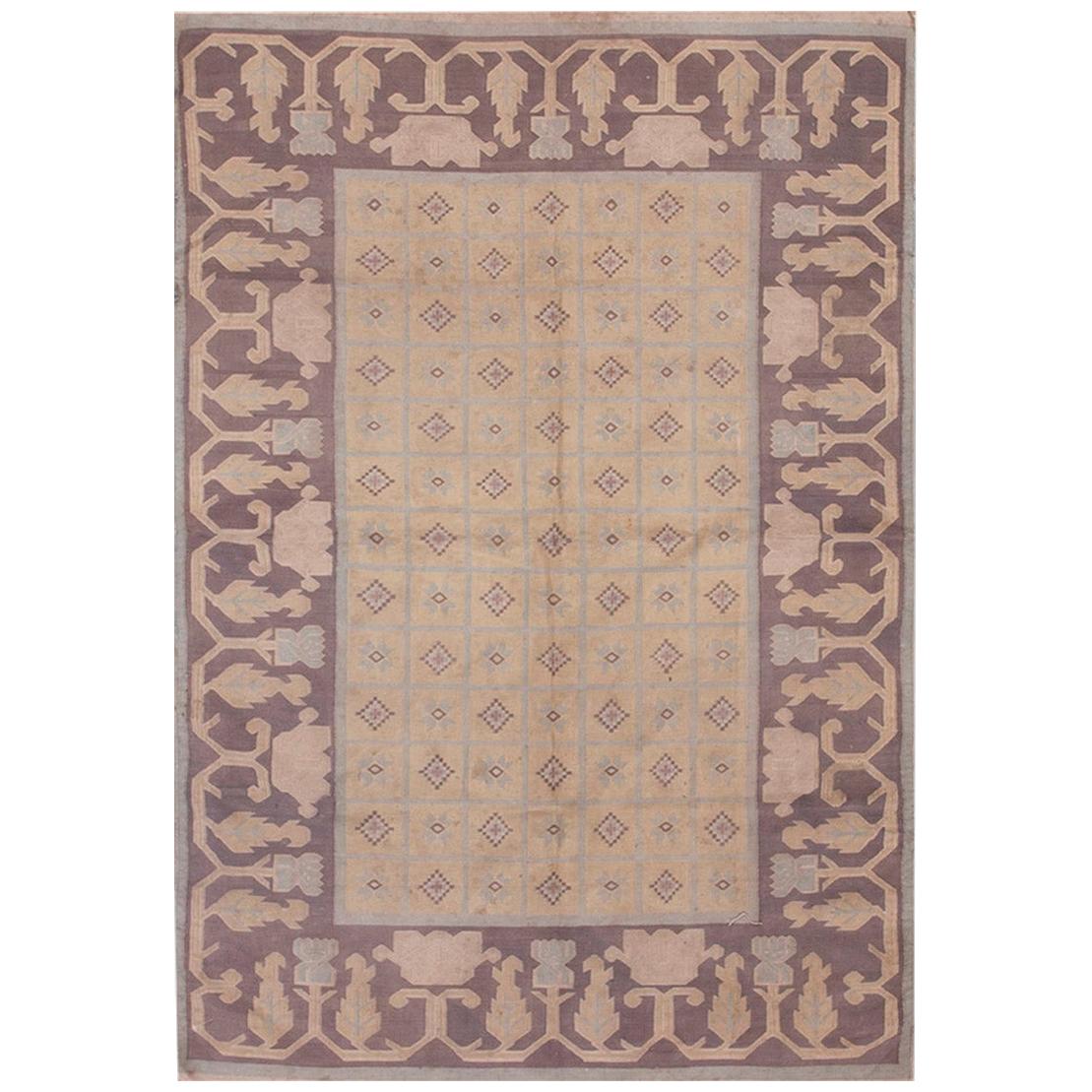 Tapis indien Dhurrie ancien 4' 8"" x 6' 10"" 