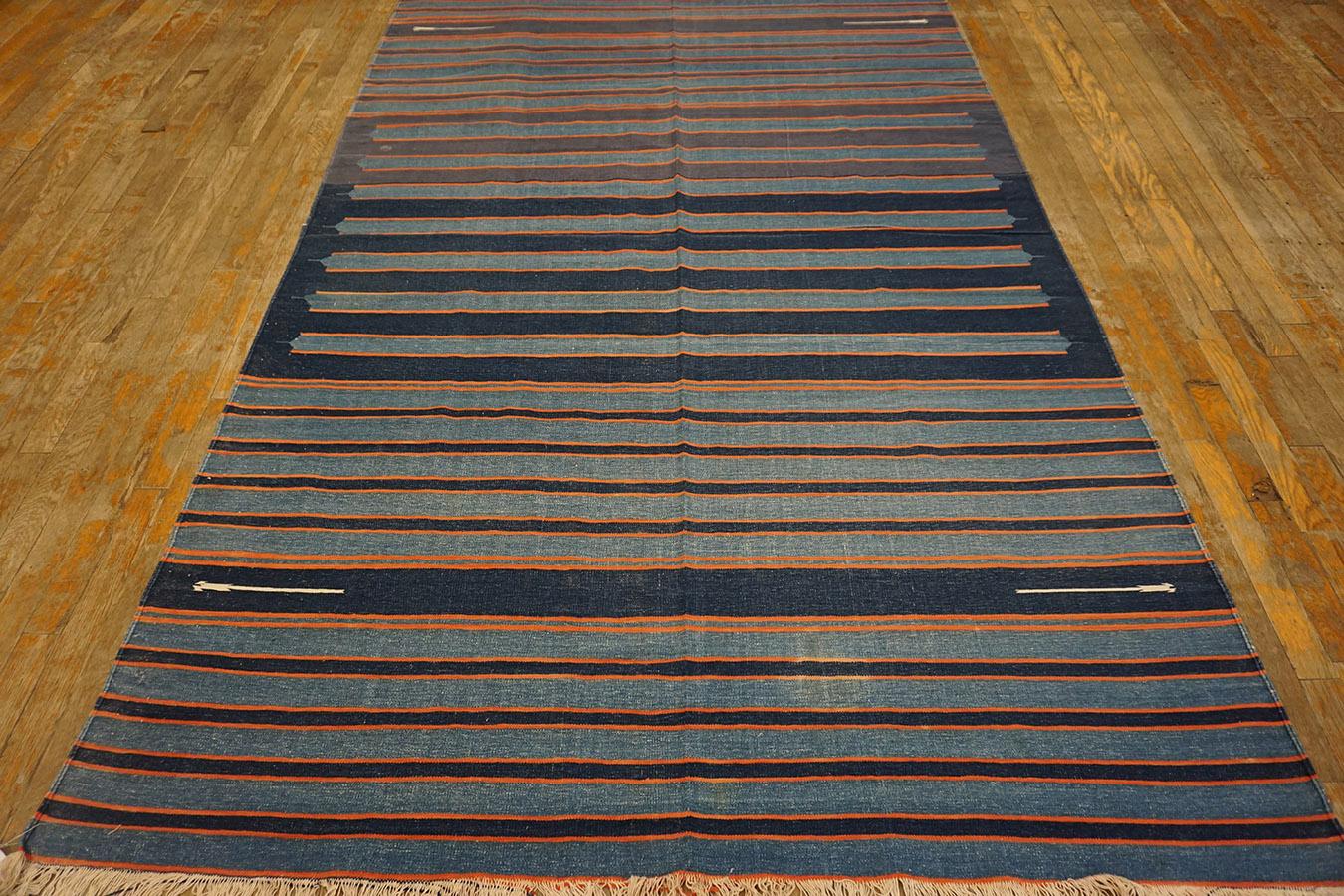 Hand-Woven 1930s Indian Cotton Dhurrie Carpet ( 5'3