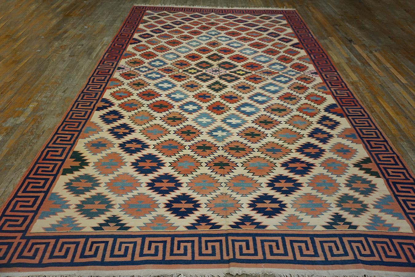 Tapis Dhurrie ancien, taille : 8' 9''x 13' 8''.