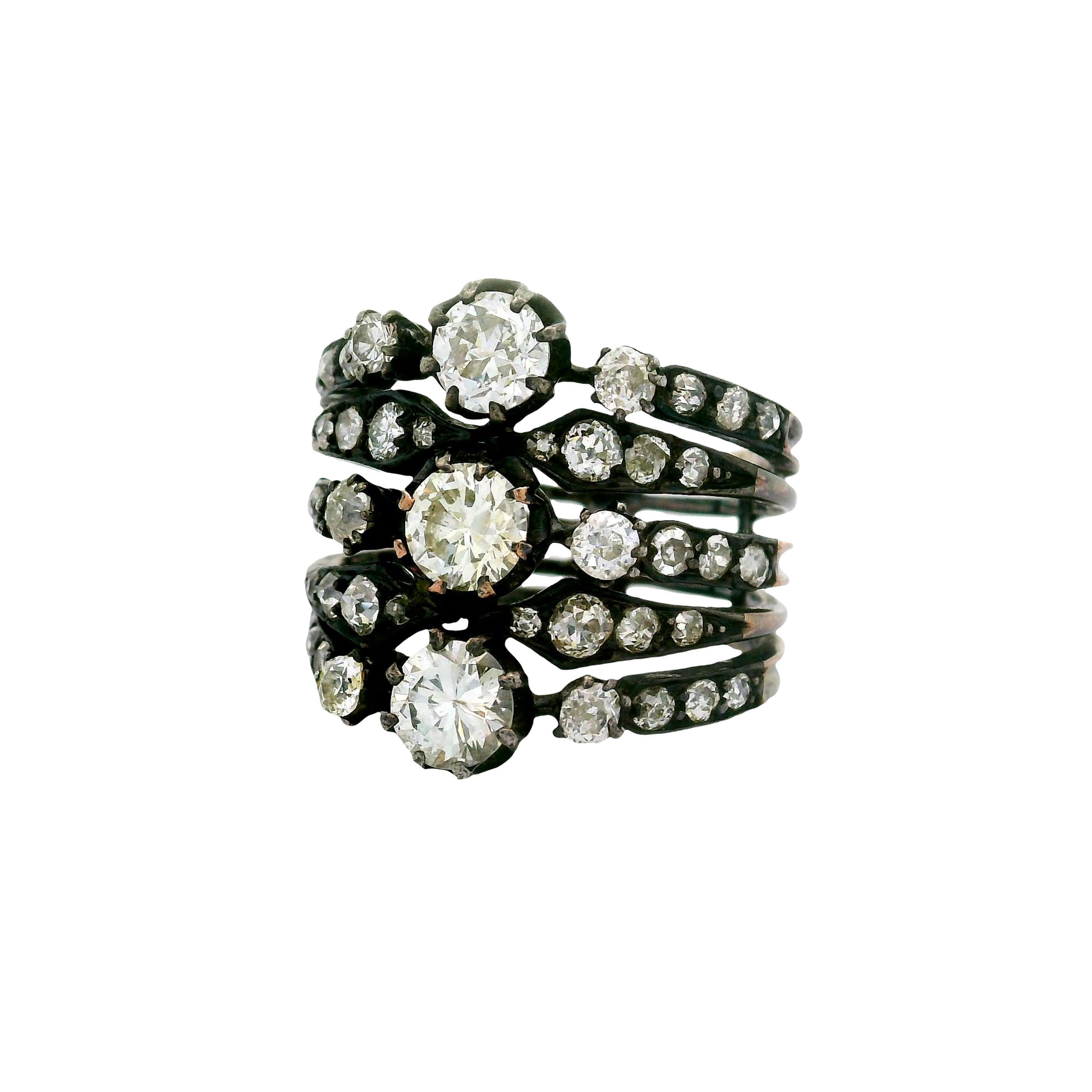 Anillo Antiguo Diamante Oro 14K Victoriano en venta