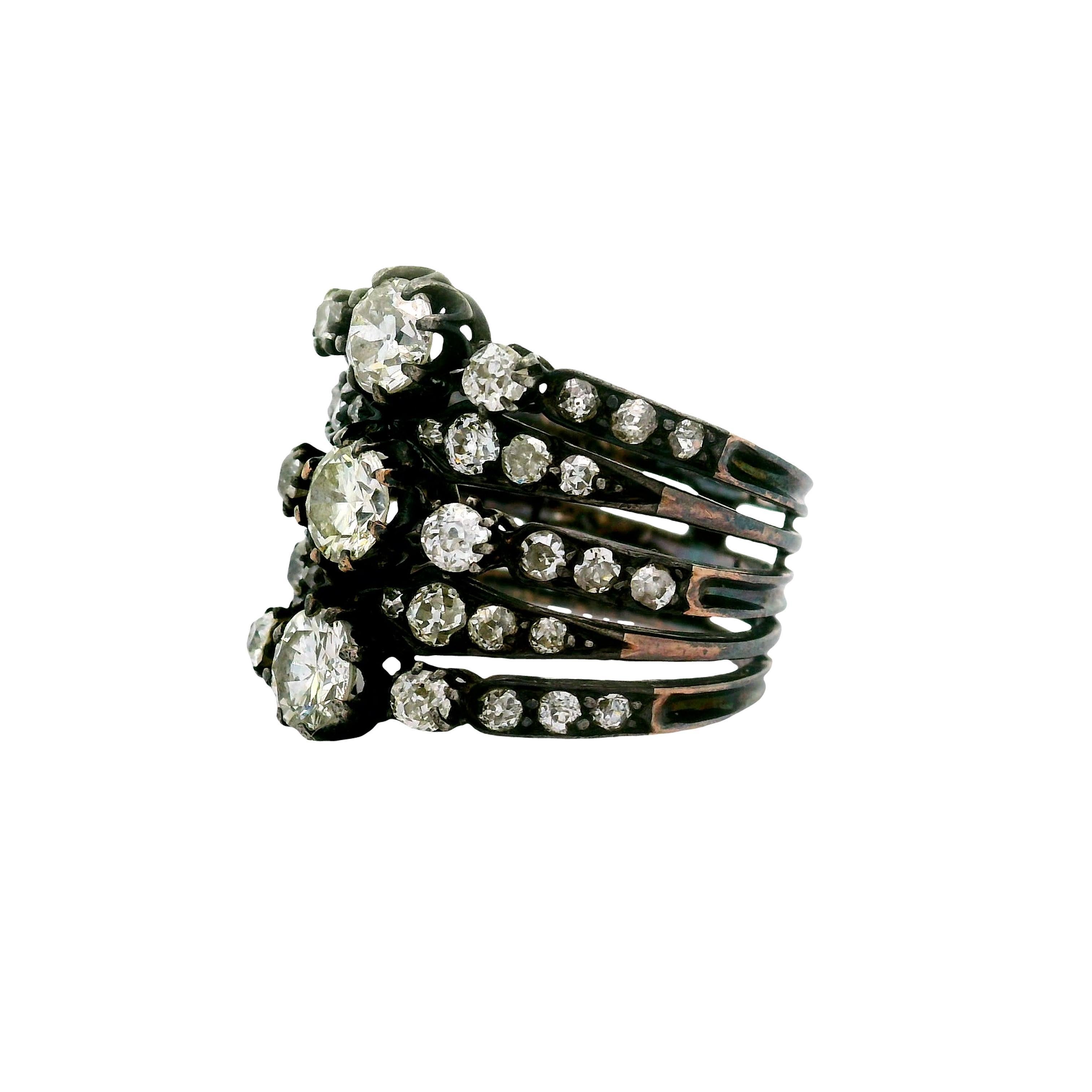 Anillo Antiguo Diamante Oro 14K Corte europeo antiguo en venta