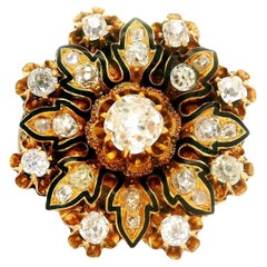 Antique Diamond 14K Yellow Gold Flower Ring