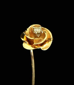 Antique Diamond & 14K Yellow Gold Stick Pin - United States - Circa 1910