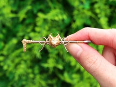 Diamond 15k Yellow and White Gold Fox Hunting Brooch