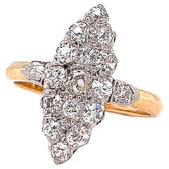 Antique Diamond 18 Karat Gold Navette Ring