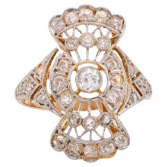 Antique Diamond 18K Yellow and White Gold Filigree Ring