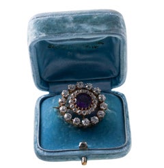 Antique Diamond Amethyst Gold Brooch Pin