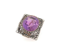 Antique Diamond Amethyst Pin