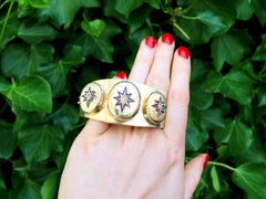 1880s Diamond and Yellow Gold Triple-Locket Bangle