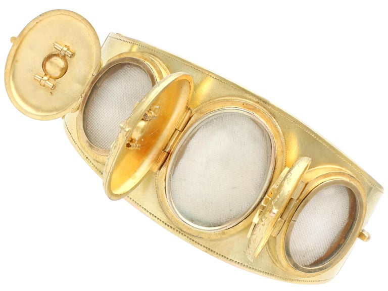 Antique Diamond and Yellow Gold Triple-Locket Bangle, Circa 1880 For ...